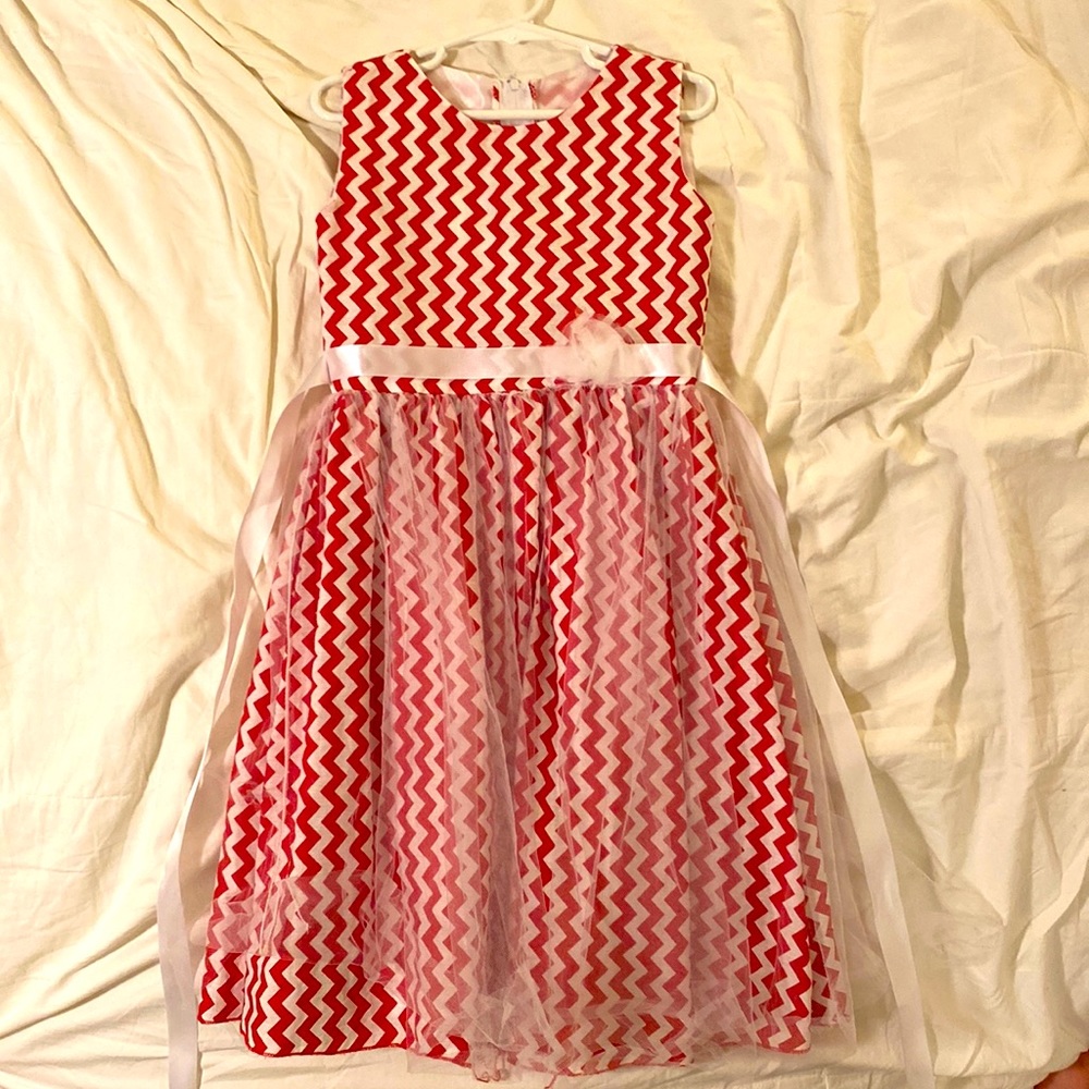 Red and white girls dress